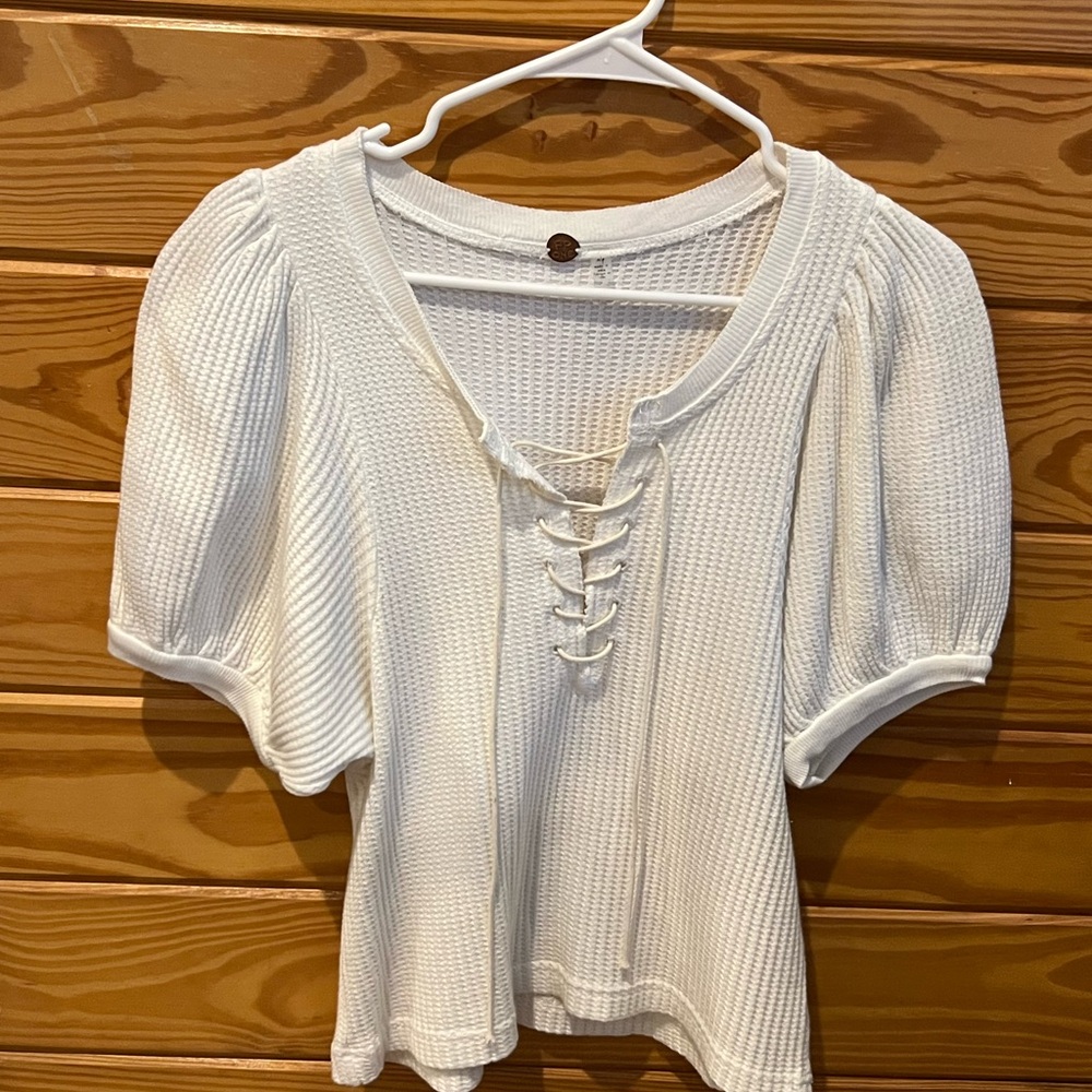 Free People Waffle Knit Tie Top